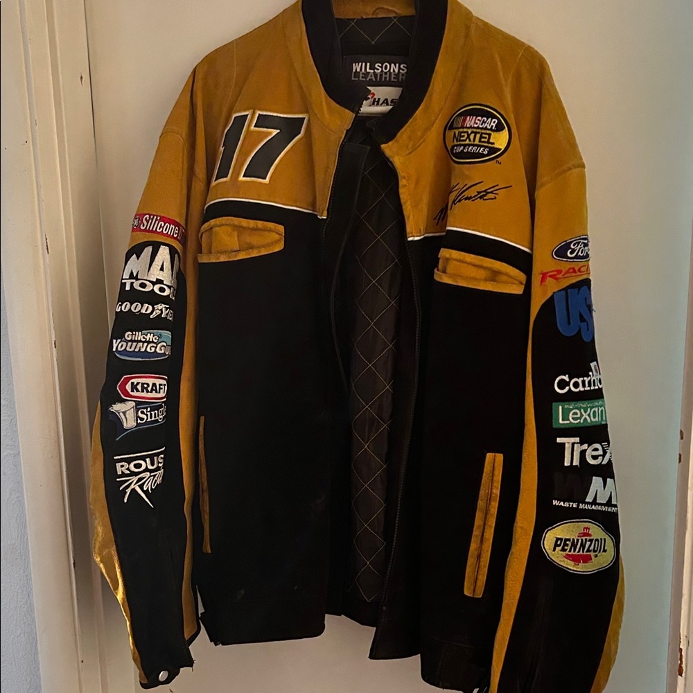 Wilsons Leather Black and Gold Racing Jacket